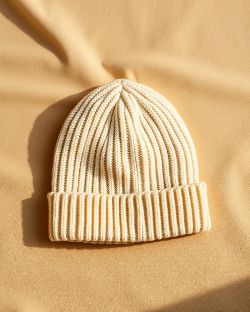 Ribbed Knit Beanie — Oat