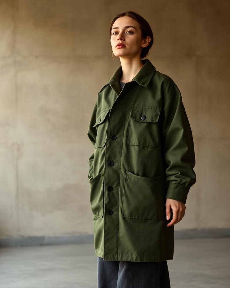 Heavy Canvas Chore Coat — Olive