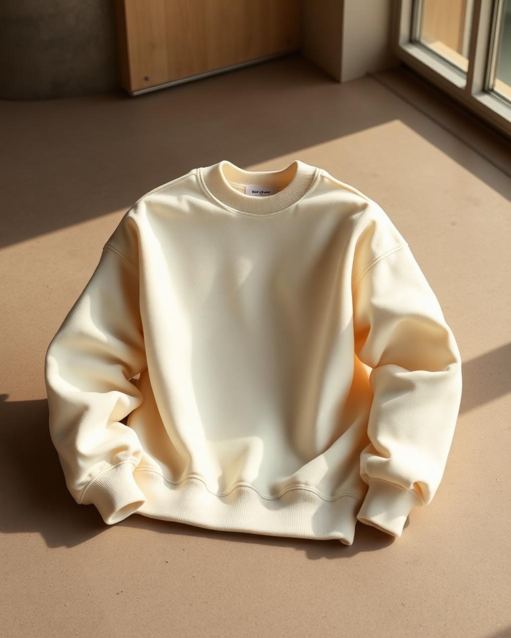 Boxy Fit Heavy Crewneck — Cream