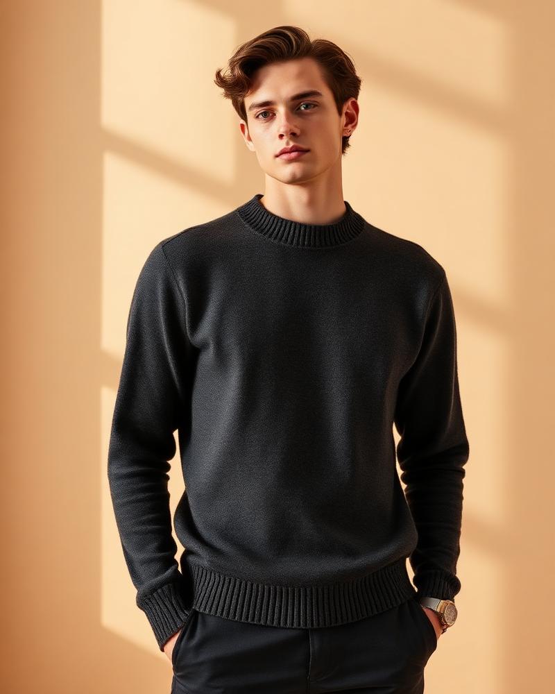 Cashmere Blend Crewneck — Charcoal