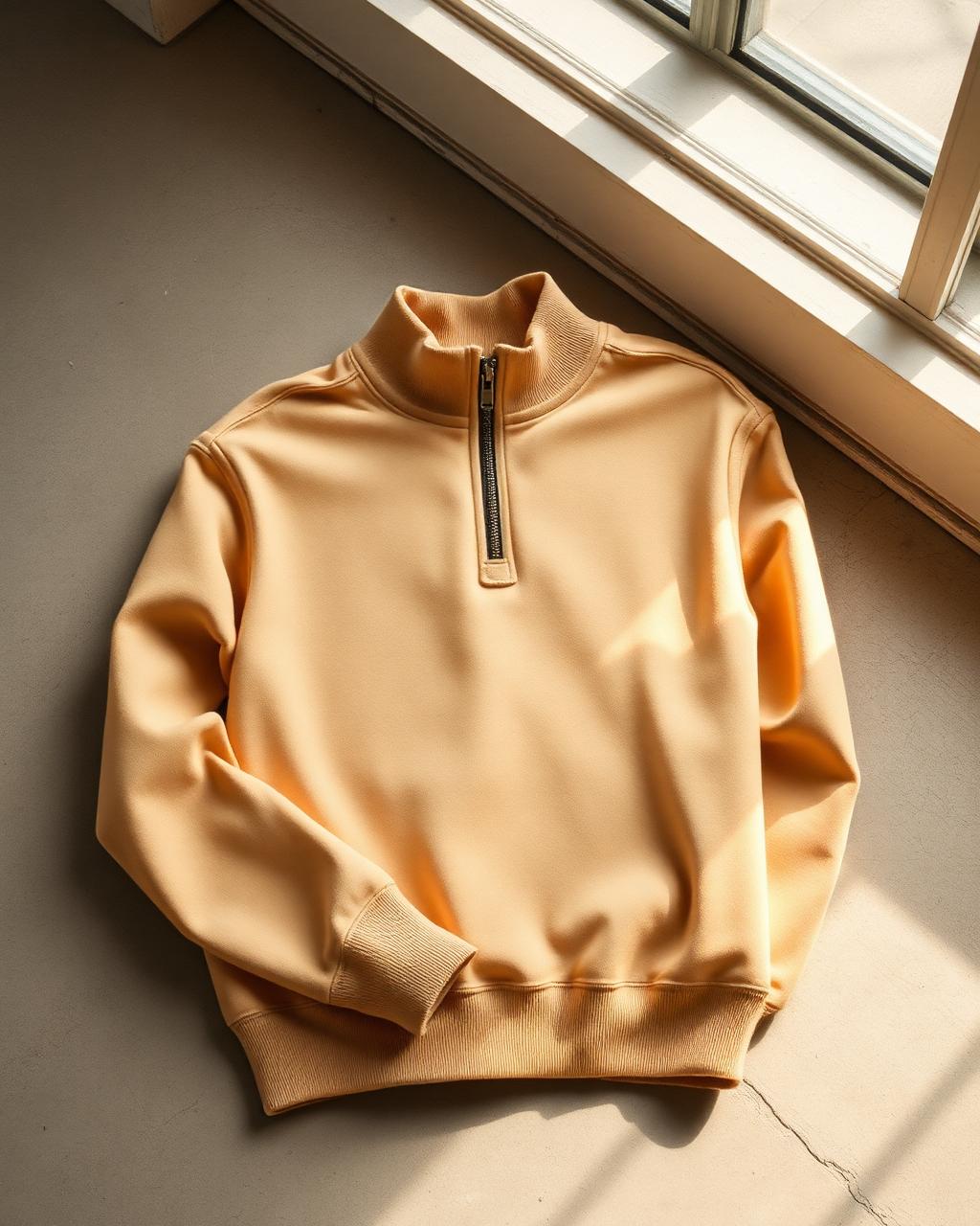 Quarter-Zip Crewneck — Sand