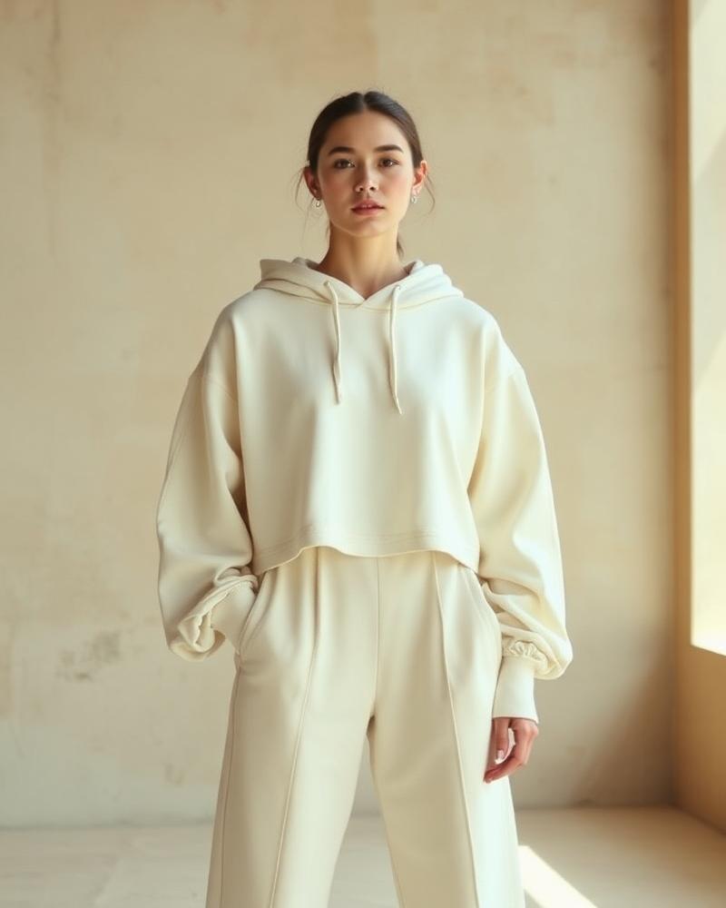 Cropped Boxy Hoodie — Cream