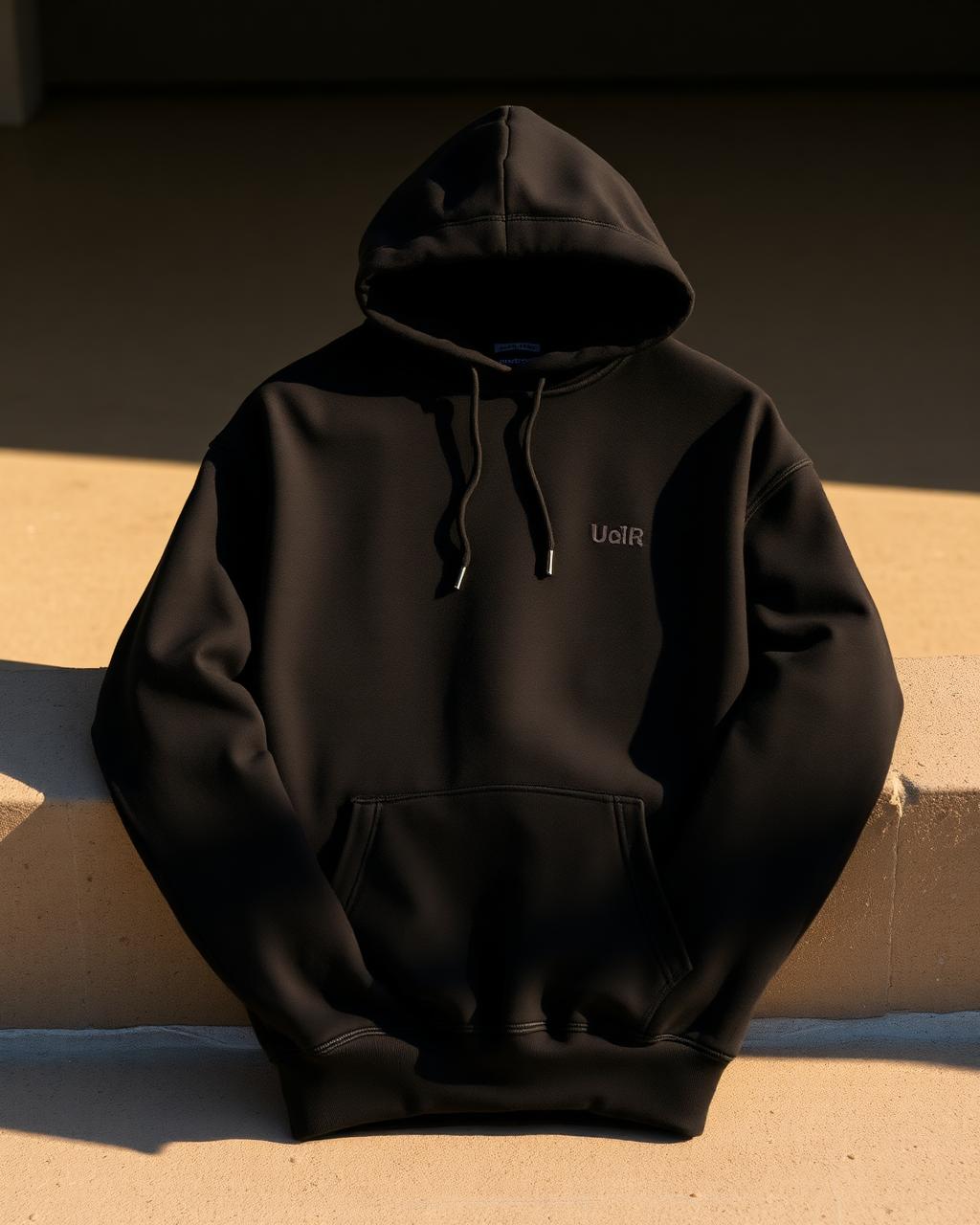 Tonal Embroidered Logo Hoodie — Black