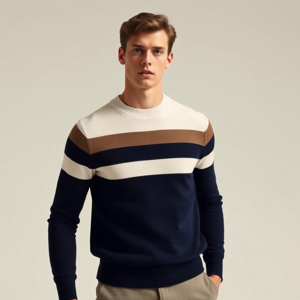 Heritage Striped Crewneck — Navy