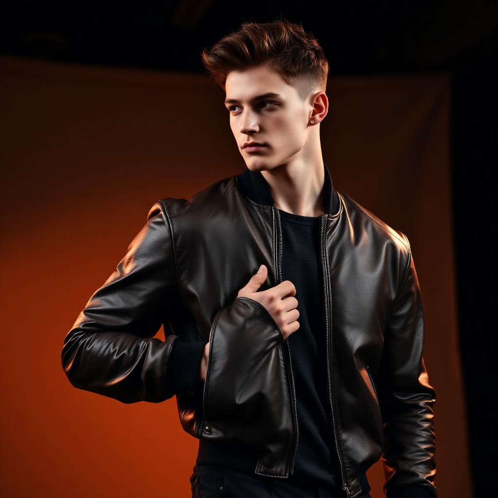 Leather Bomber Jacket — Brown