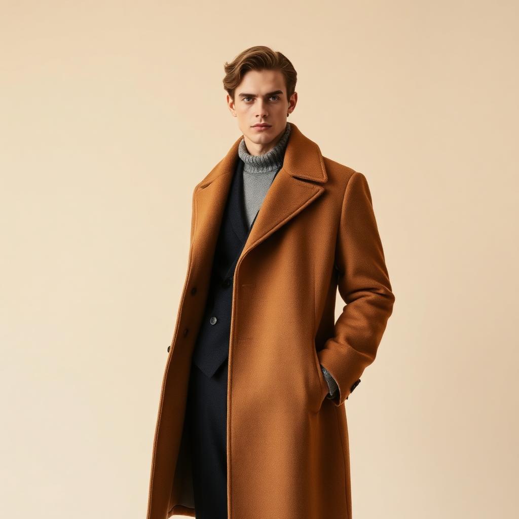 Wool Longline Overcoat — Camel