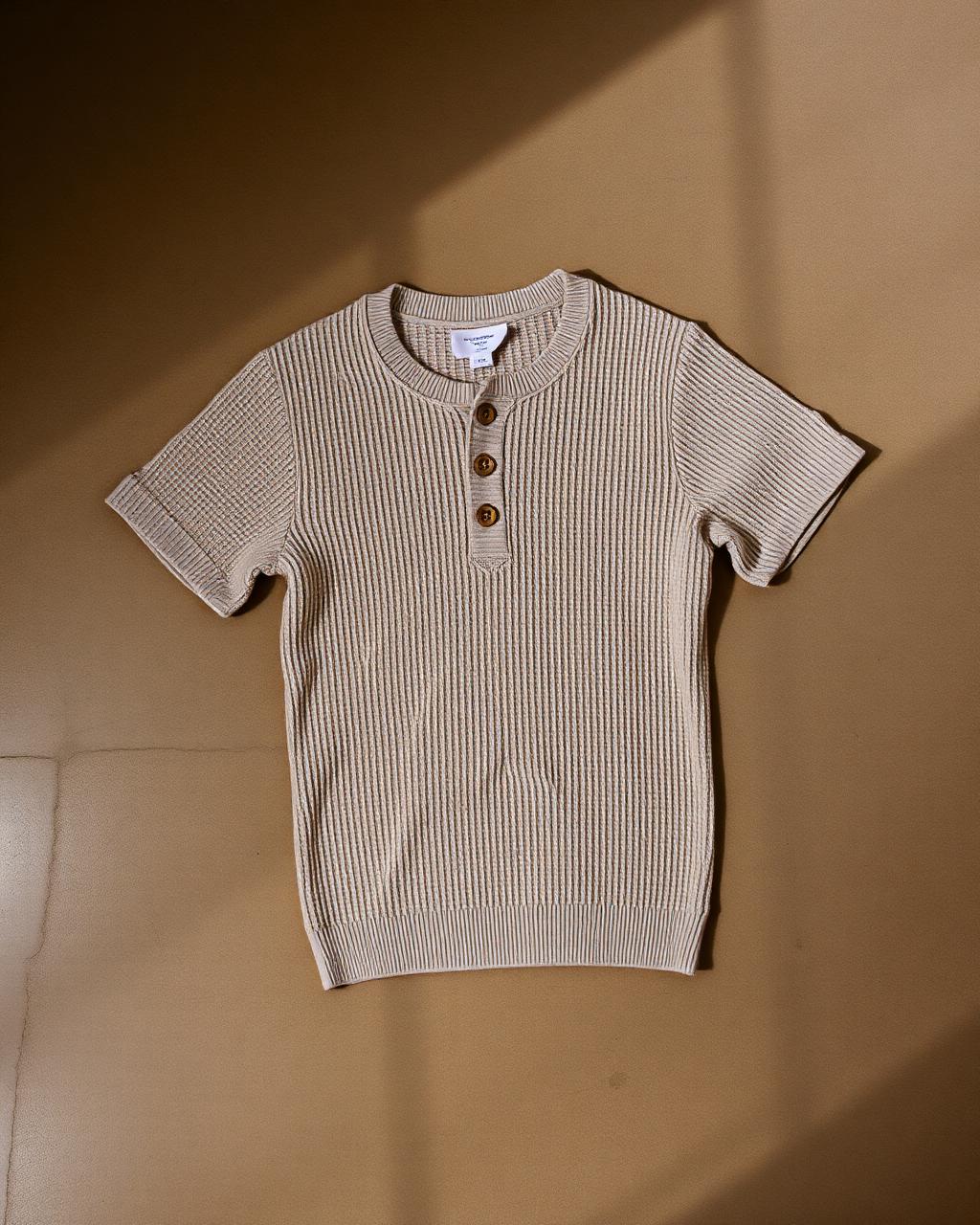 Waffle Knit Henley — Oat