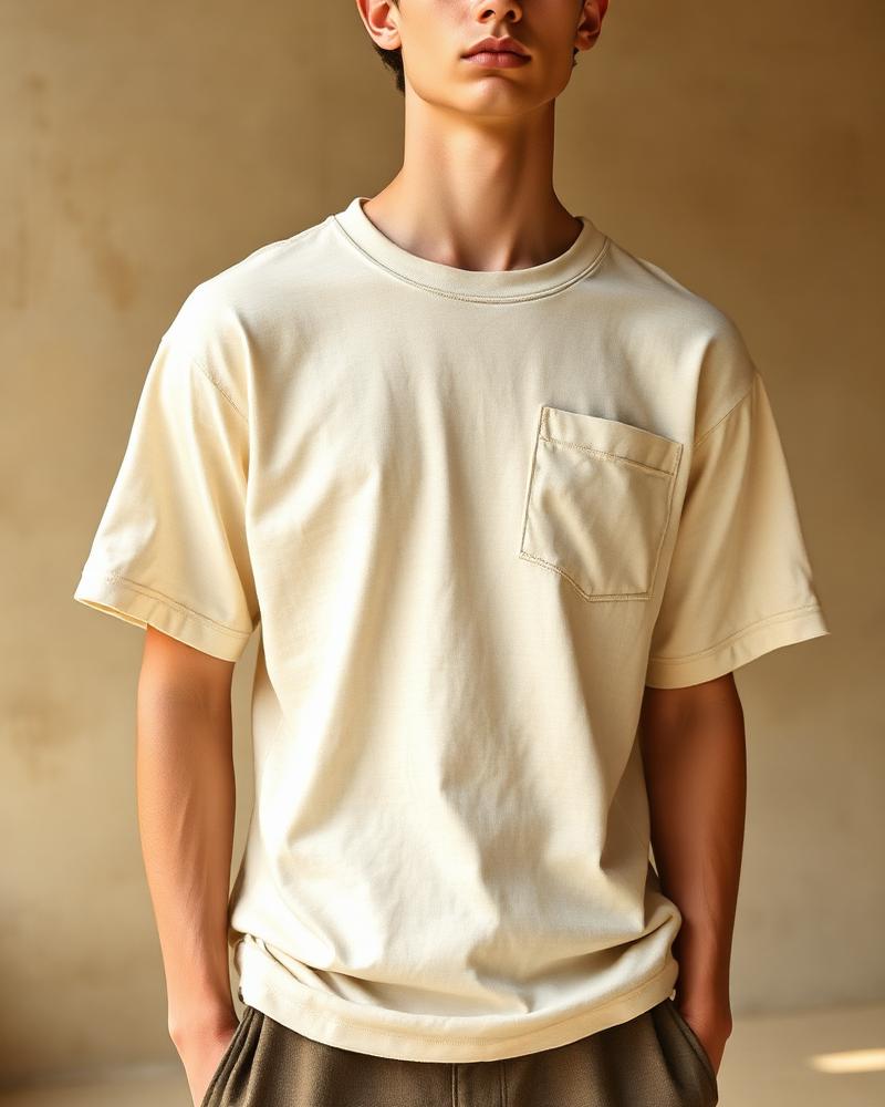 Garment-Dyed Pocket Tee — Cream