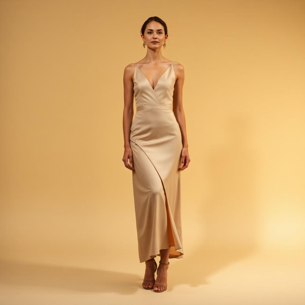 Women's Satin Midi Dress — Champagne