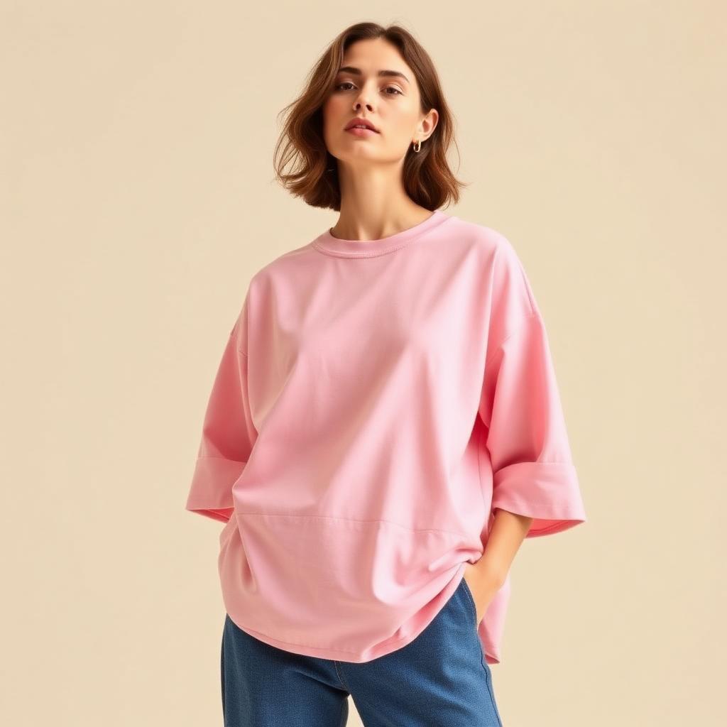 Women's Oversized Boxy Tee — Soft Pink