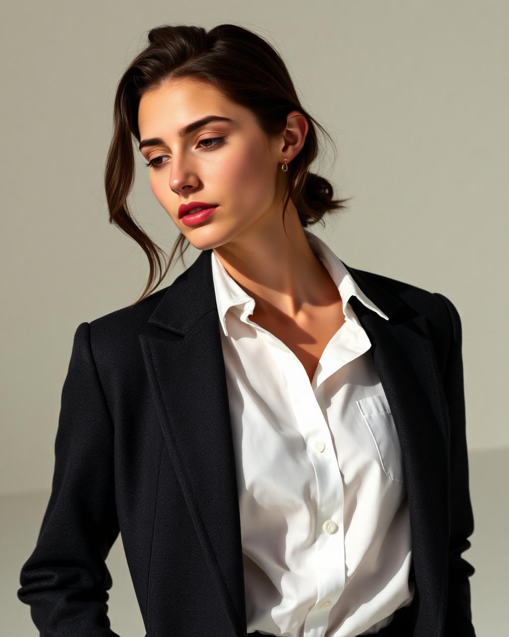 Women's Tailored Wool Blazer — Charcoal