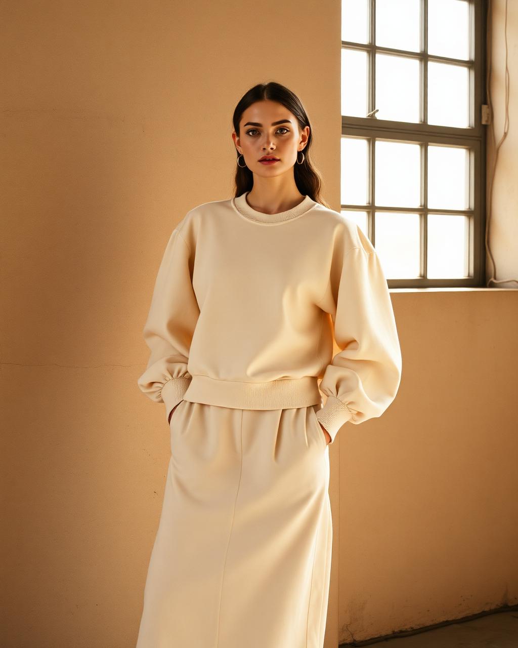 Women's Balloon Sleeve Crewneck — Cream