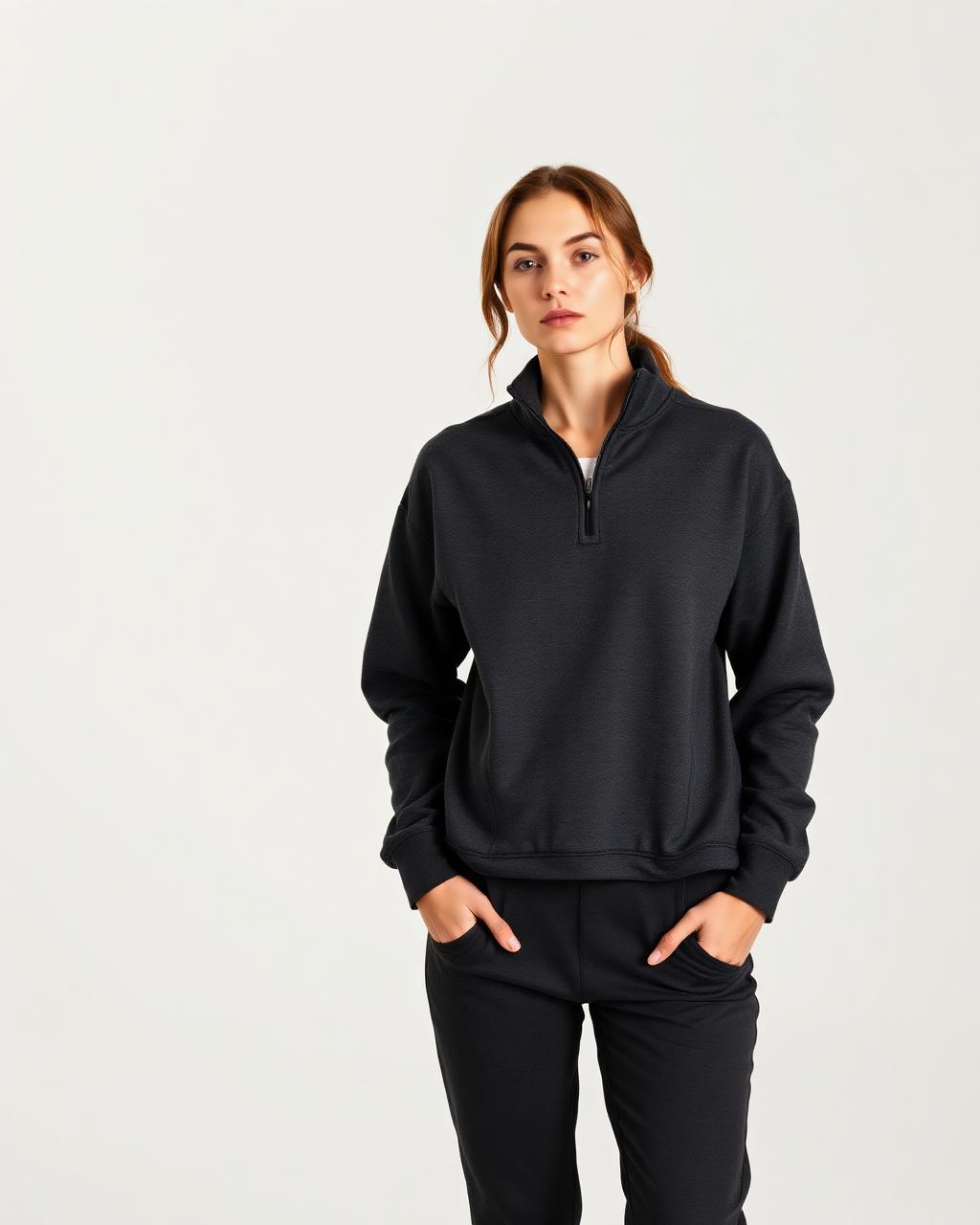 Women's Half-Zip Fleece Pullover — Charcoal