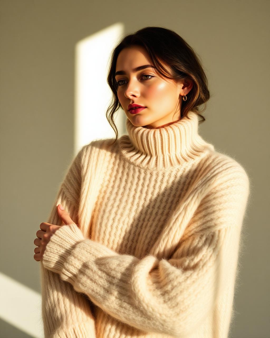 Women's Mohair Blend Crewneck — Sand