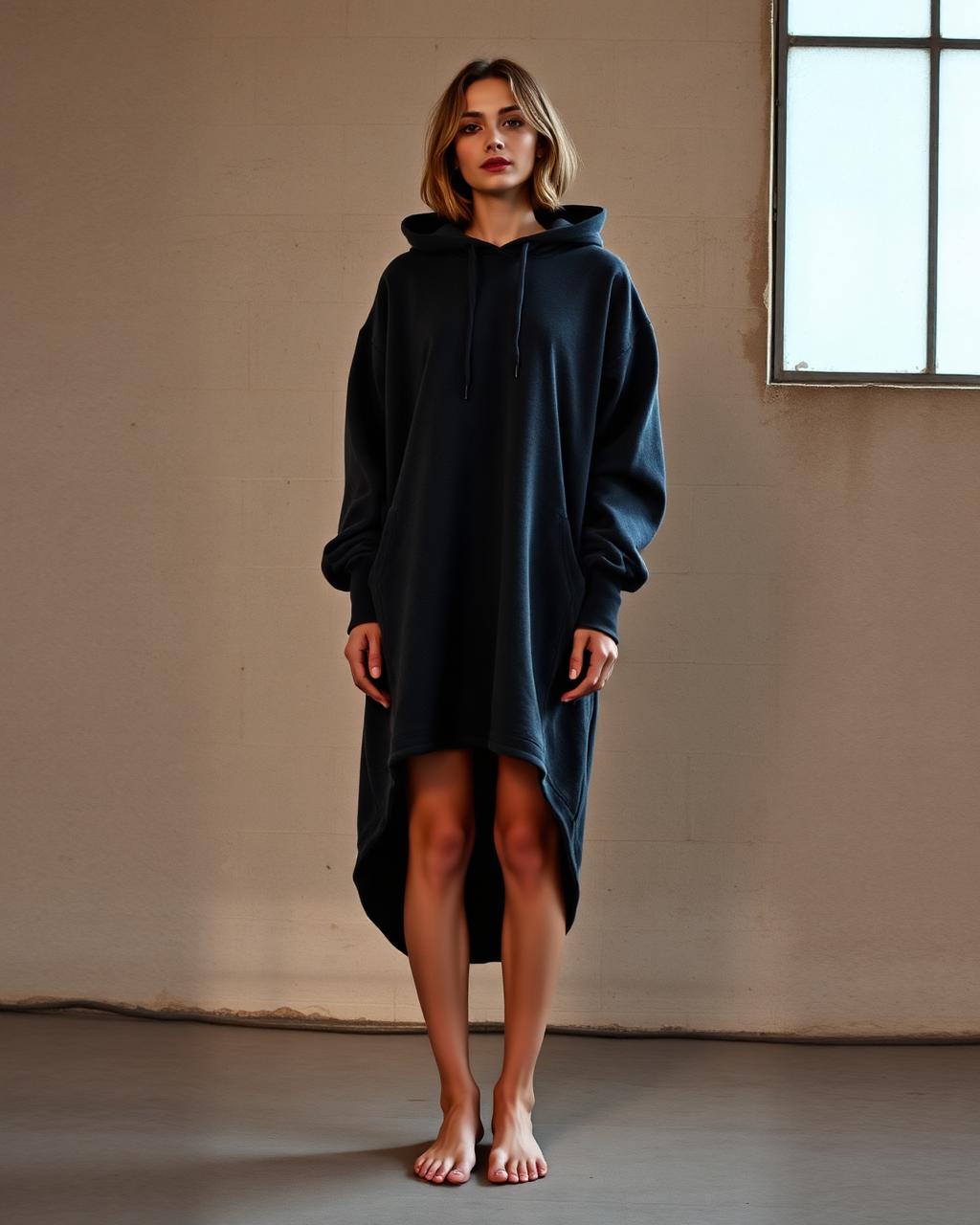 Women's Oversized Hoodie Dress — Charcoal