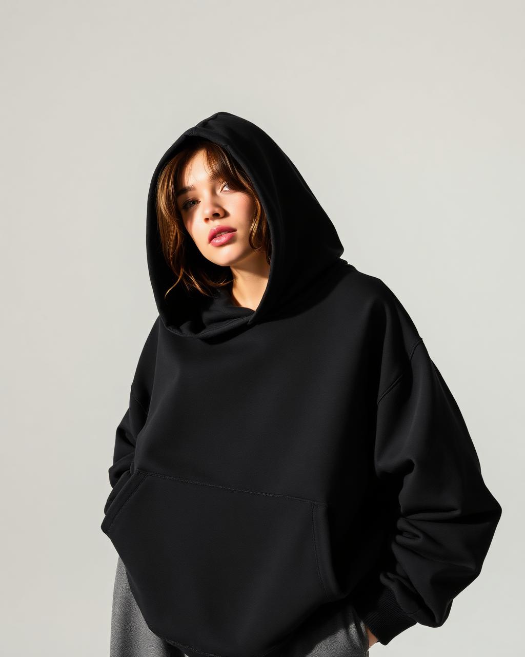 Women's Oversized Pullover Hoodie — Black