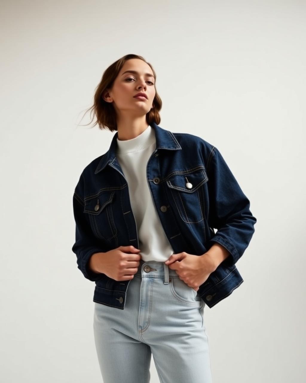 Women's Cropped Denim Jacket — Indigo