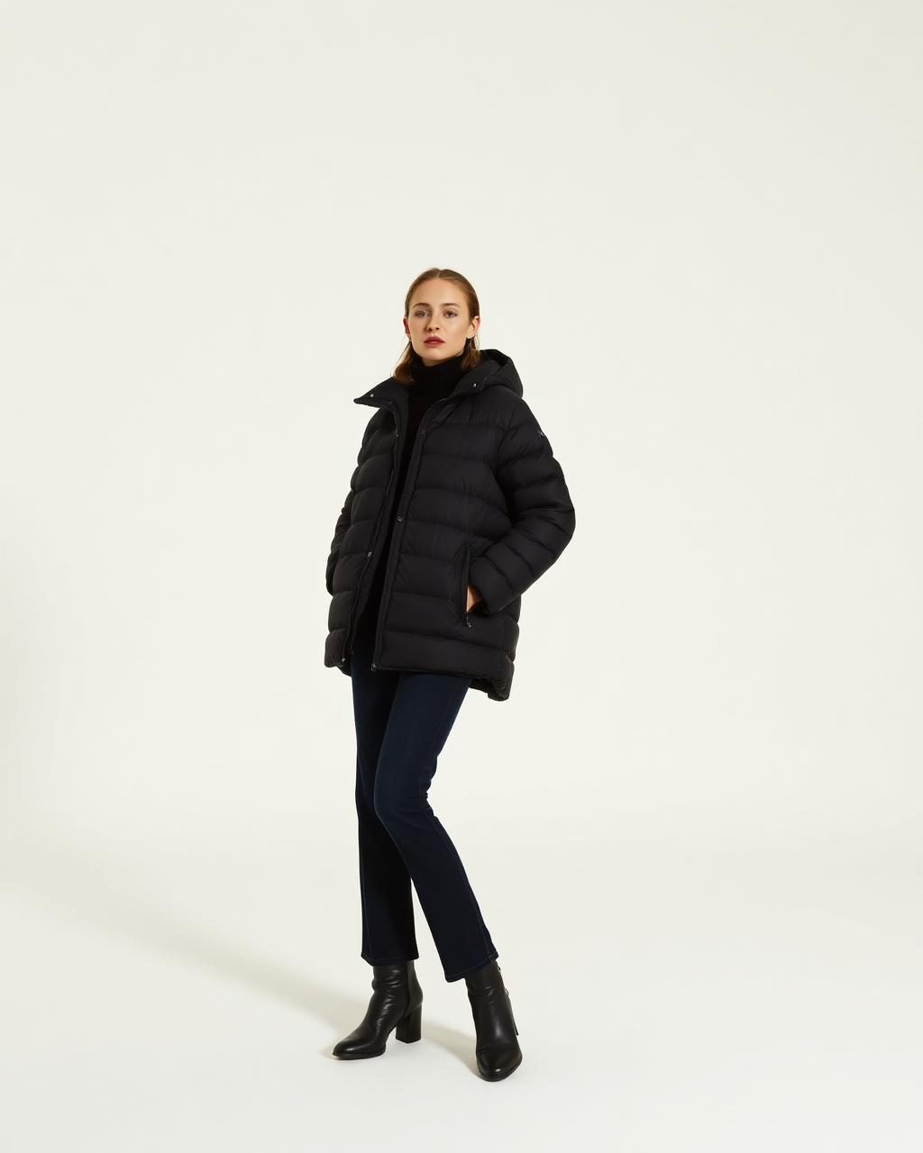 Women's Quilted Down Puffer — Black