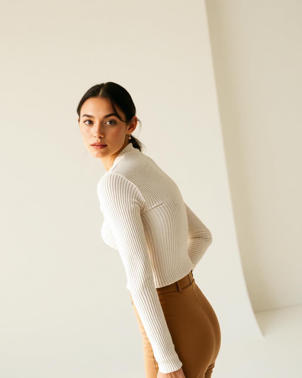 Women's Ribbed Mock-Neck Long Sleeve — Cream