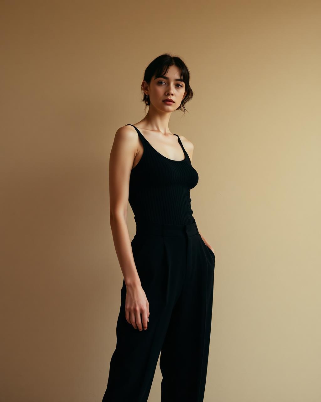 Women's Fitted Rib Tank — Black