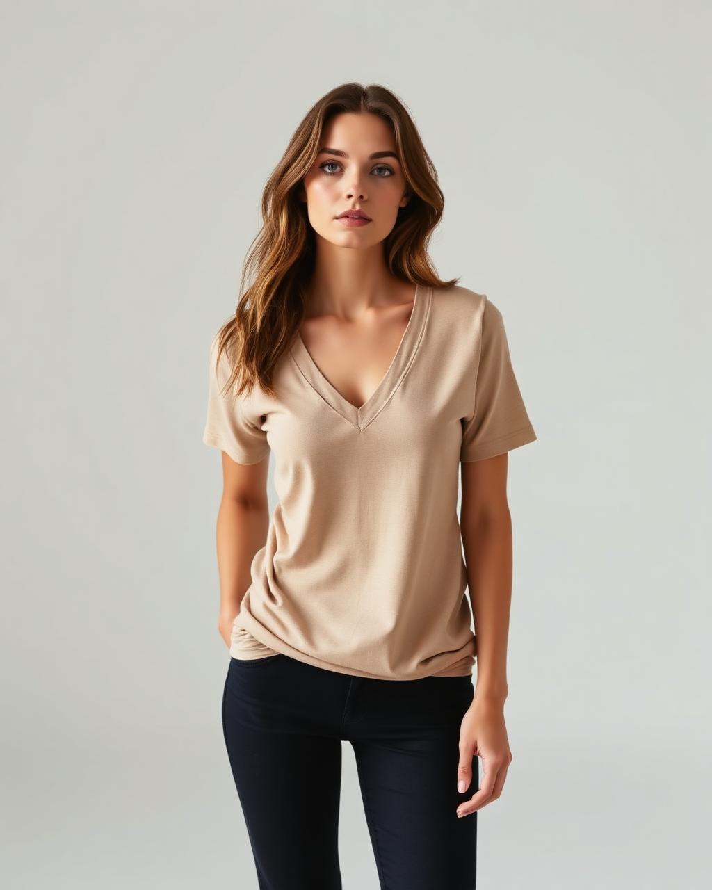 Women's V-Neck Modal Tee — Oat