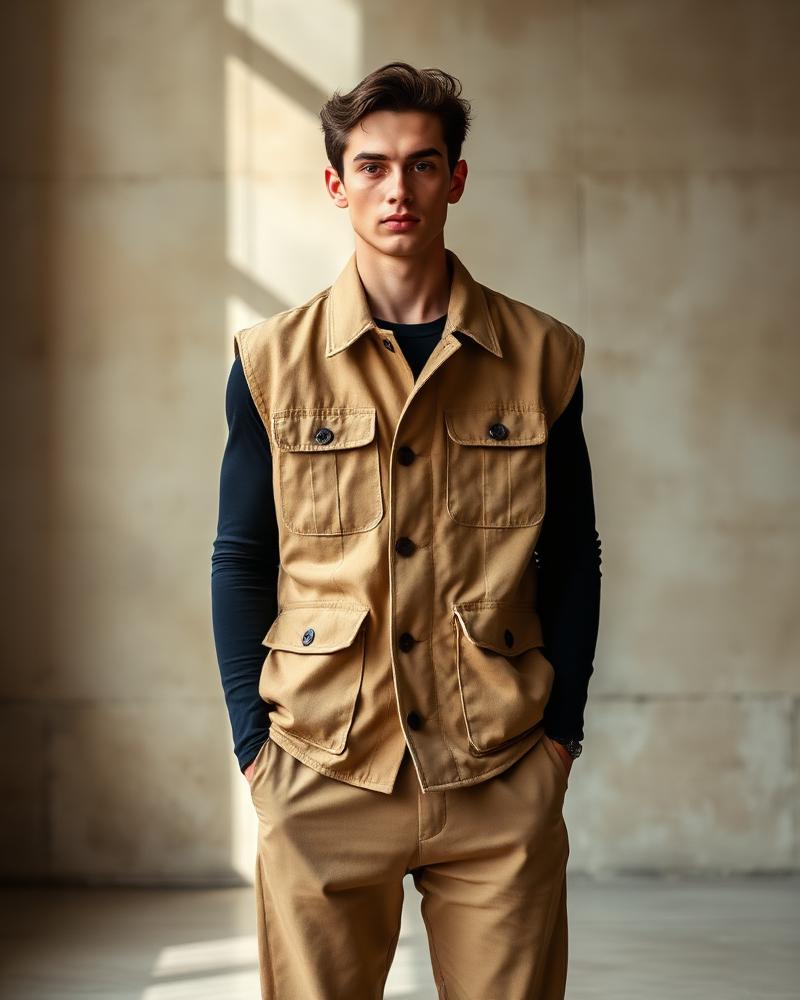 Canvas Workwear Vest — Sand
